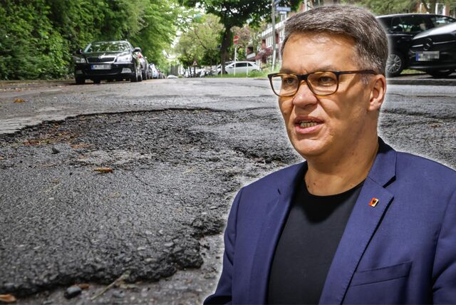 Wer Schlaglöcher und aufgerissenen Asphalt sehen will, muss nicht lange suchen: Die Baurat-Marx-Allee in der östlichen Innenstadt ist einer von zig Fällen.