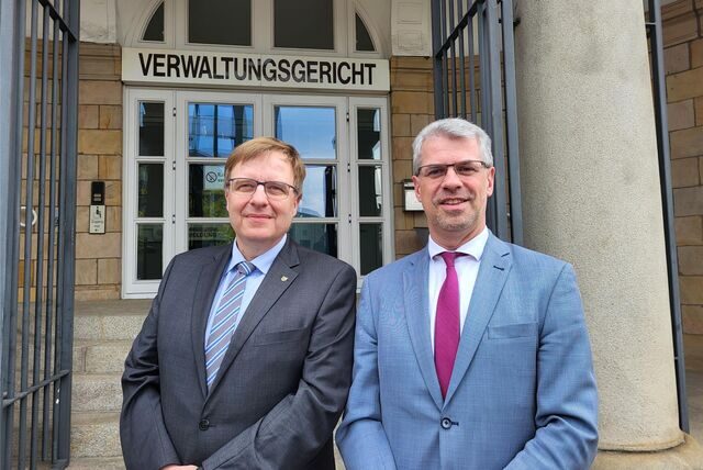 Erwarten weitere Corona-Klagen: Carsten Herfort (li.), Vizepräsident des Verwaltungsgerichts Gelsenkirchen, und Präsident Siegbert Gatawis.