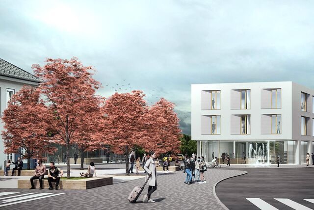 So wird das neue Medical Center an der Annabergstraße aussehen. Links der Halterner Bahnhof.