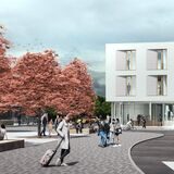 So wird das neue Medical Center an der Annabergstraße aussehen. Links der Halterner Bahnhof.