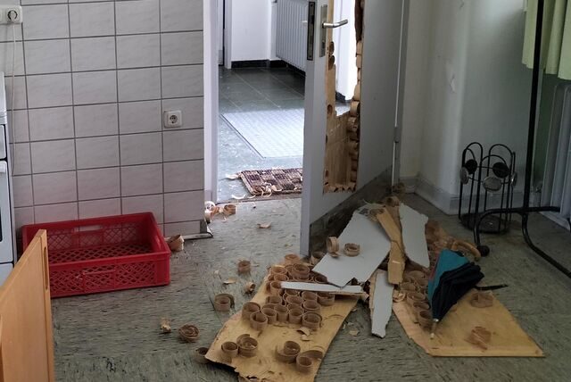 Ein Raum in der Fridtjof-Nansen-Realschule in Castrop-Rauxel, der von unbekannten verwüstet wurde.