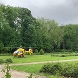 Ein Rettungshubschrauber landete am Dienstagmorgen im Castroper Stadtgarten.