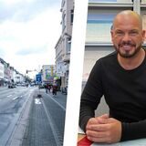 Montage zeigt eine Ansicht der Bochumer Straße in Recklinghausen sowie ein Porträt von Maik Krawutschke, der dort ein Reisebüro betreibt