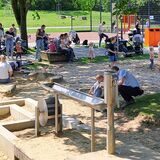 Auf dem Wasserspielplatz im Bürgerpark Maria Lindenhof fließt derzeit kein Wasser.