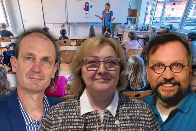 Schulleiterin Markus Katthagen (li.), Sprecher der Dortmunder Gymnasien, und und Schulleiterin Christel Stegemann, die für die Realschulen spricht, und Kinderärzte-Sprecher  Marco Guse (re.).