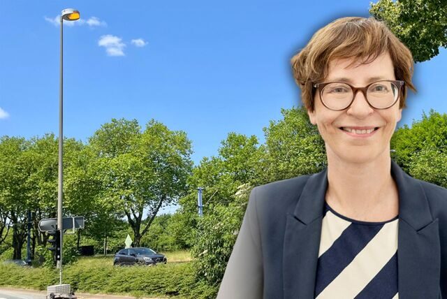 Gabi Dobovisek, Pressesprecherin bei DEW21, erklärt, warum einige Leuchten an der B1 derzeit auch tagsüber eingeschaltet sind.