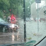 Eine überschwemmte Straße in Oer-Erkenschwick im Juni 2013.