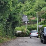 Ein Teil einer wild wuchernden Hecke stürzte auf die Straße Unterspredey.