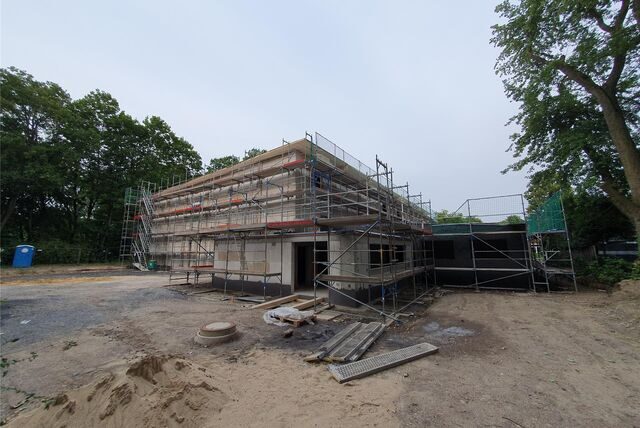 Die Baustelle der neuen Turnhalle