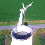 Die umgestürzte Windkraftanlage in Gescher Estern aus der Luft