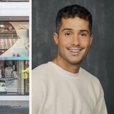 Eine Bildmontage: links im Bild eine Konditorei, rechts im Bild der Eigentümer Mo Vermeer aus Datteln.