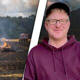 Bildmontage aus einem Brand auf einem Feld in Datteln und dem Landwirt Stefan Wember