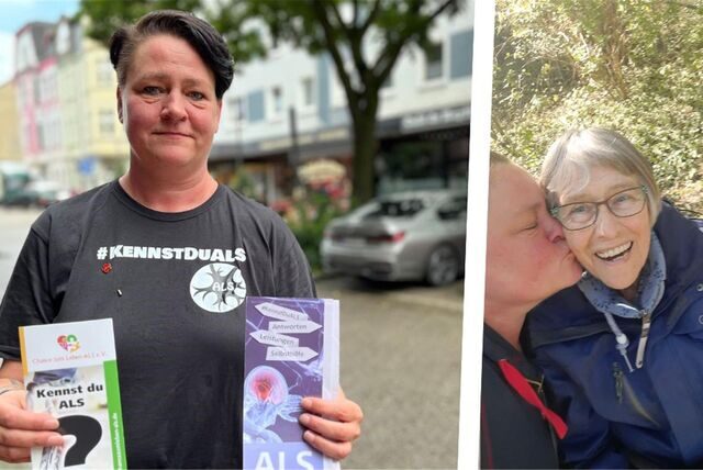 Sina Bürger (l.) im August 2023. Das Foto rechts zeigt sie mit ihrer Mutter Iris Trösken im April 2022.