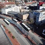 Die Luftaufnahme aus dem März 2020 zeigt den Busbahnhof am Münsterplatz.