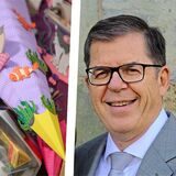 Die Montage zeigt bunte Schultüten und den Fachbereichsleiter Bildung und Sport, Martin Gohrke, aus Recklinghausen.