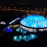 Dorstener Atlantis bei Nacht aus der Vogelüerspektive