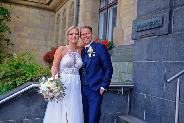 Sylvia Heskamp und Peter Keitmeier gaben sich auf dem Standesamt im Rathaus von Recklinghausen das Jawort