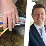 Eine Montage zeigt Glasfaserkabel und Bürgermeister Rajko Kravanja.