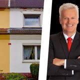 Eine Montage zeigt ein Doppelhaus und den LBS-Immobilienexperten Stephan Piegel.