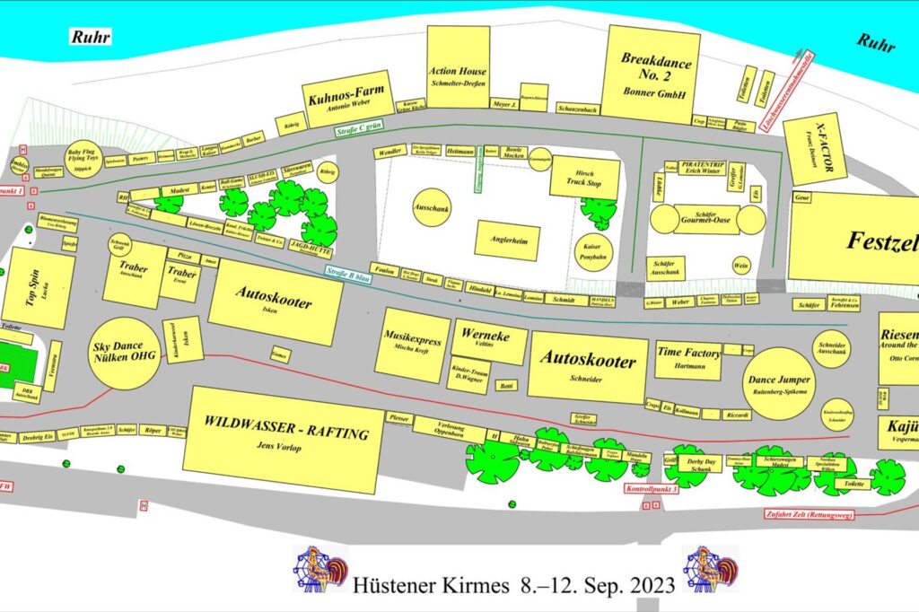 Der Plan für die Hüstener Kirmes 2023. Der Plan für die Hüstener Kirmes 2023.