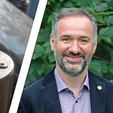 Bildmontage aus einem Aschenbecher in der Fußgängerzone in Datteln und dem Vorsitzenden der Grünen-Fraktion in Datteln, Dr. Marco Zerwas.