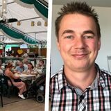 Das Husener Festzelt vor dem Einzug des Kaiserpaars, der Organisator des Dorffestes Marcus Esser