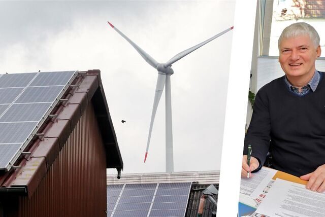 Hans-Jürgen Karnatz vom Bürgerenergieverein Renergie Ruhr-Hellweg wirbt für Kleinwindräder, die den hohen Strombedarf von Wärmepumpen im Winter decken können.