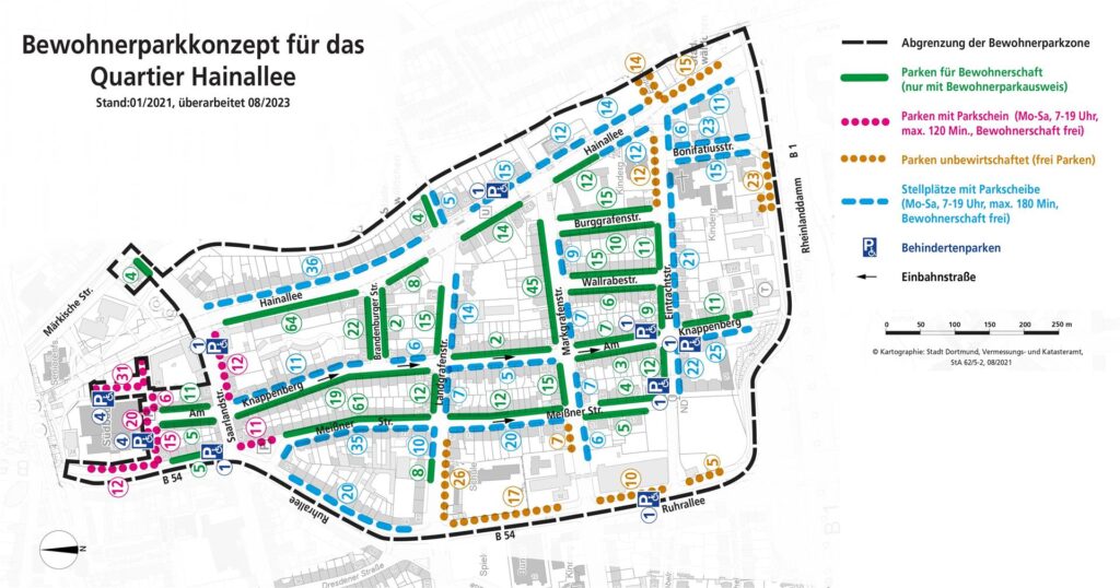 Die neuen Parkregelungen rund um die Wohnquartiere rund um die Hainallee im Überblick. Die neuen Parkregelungen rund um die Wohnquartiere rund um die Hainallee im Überblick.