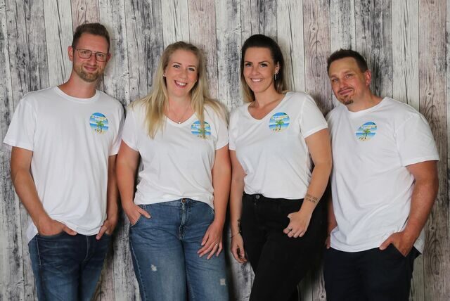 Das Team des „Babybeach Dorsten“: Andreas und Dana Kek sowie Jaqueline und Kevin Rutecki