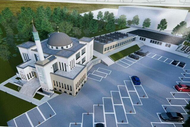 Nach diesem Plan baut die Mevlana-Ditib-Gemeinde auf Schwerin nun eine neue Moschee neben das Gemeindezentrum in der Nähe des Schweriner Kreisels.