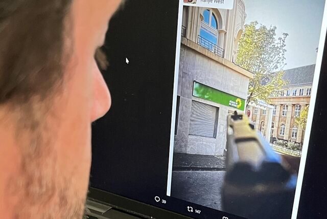 Der Screenshot eines Instagram-Beitrags, der ein Foto mit einer aufs Grünen-Büro gerichteten Schusswaffe zeigt, wurde von einem X-Nutzer geteilt.