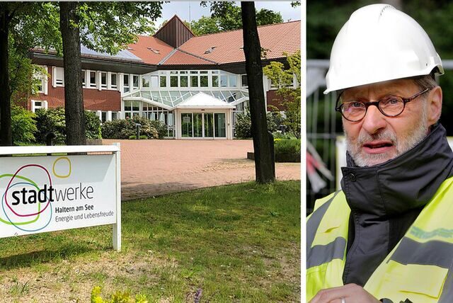 Die Foto-Collage zeigt das Stadtwerke-Gebäude von außen und den Geschäftsführer Dr. Bernhard Klocke.