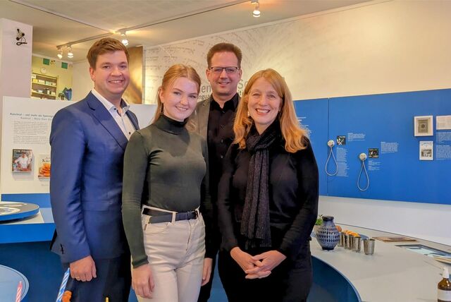 Oliver Göttlich (Sparkasse Vest), Kathrin Pieren (Jüdisches Museum, Volker Zwetschke und Pianistin Oleksandra Makarova
