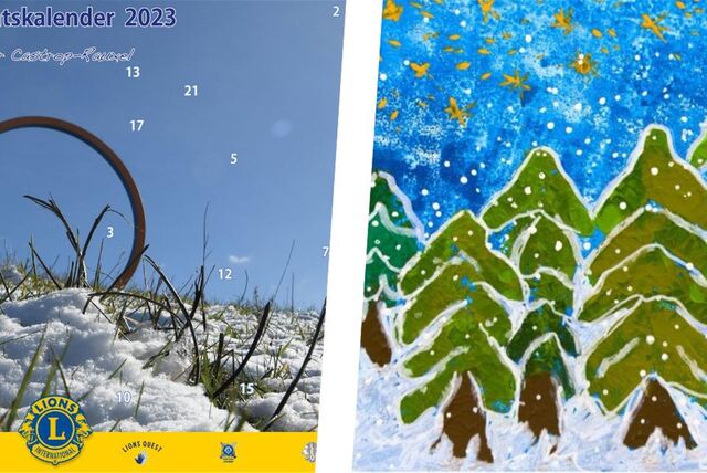 Zwei Adventskalender gibt es 2023: Der Lions Club Castrop-Rauxel (links) bringt ebenso wie die Bürgerstiftung Preise im Wert von über 15.000 Euro unter die Leute.