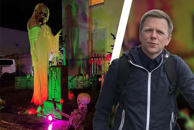 Am Gruselhaus an der Recklinghauser Straße in Ickern sind jeden Abend Zaungäste anzutreffen. Einer der Tipps unseres Redakteurs Tobias Weckenbrock für den Halloween-Nachmittag und -Abend 2023.