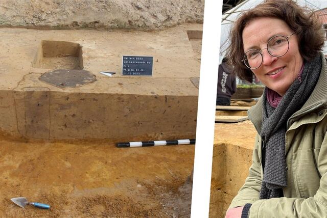 Die Befunde seien außergewöhnlich, sagt LWL-Römerexpertin Dr. Bettina Tremmel. Die Fundamente der Kultbauten sind noch als schwache Bodenverfärbungen erkennbar.