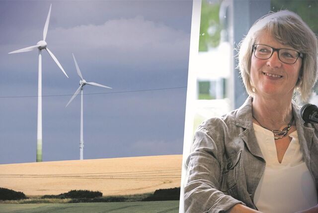 Die Kombo zeigt zwei Windräder sowie WA-Fraktionschefin Dorothee Schomberg.