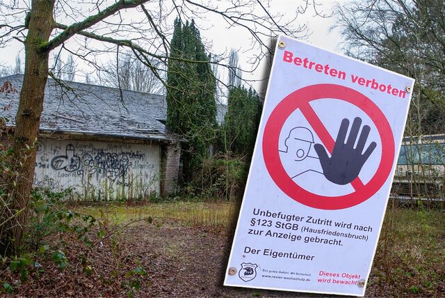 Die Deitermann-Villa in Datteln und ein Verbotsschild (Bildmontage).