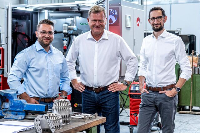 Dieses Trio von Küppers Solutions aus dem Technologiezentrum Phoenix West war für den Deutschen Zukunftspreis nominiert. Doch Bernd-Henning Feller, Jens te Kaat und Dan-Adrian Moldovan (v.l.) gingen bei der Verleihung im ZDF leer aus.