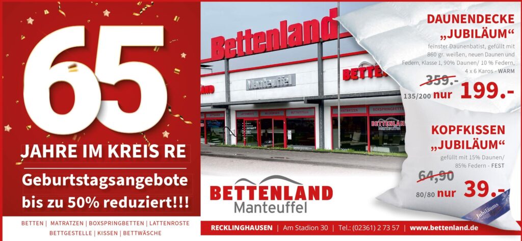 Anzeige Bettenland Manteuffel im Kreis Recklinghausen Anzeige Bettenland Manteuffel im Kreis Recklinghausen