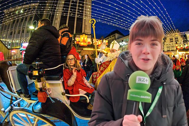 Eine Montage: Reporterin Janka Hardenacke beim Nikolausumzug in Recklinghausen.