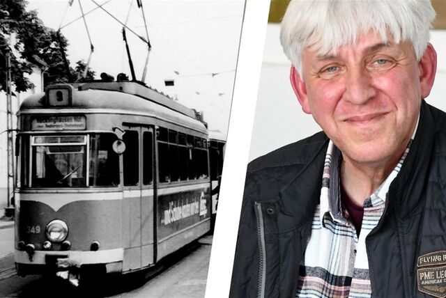 Eine Collage: links im Bild eine Straßenbahn der Linie 9, rechts im Bild Franz-Josef Hauke.