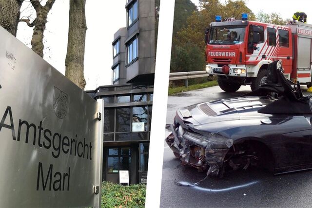 Im Amtsgericht Marl soll der Raserunfall auf der A 43 verhandelt werden. Wenn man dem Angeklagten habhaft wird.
