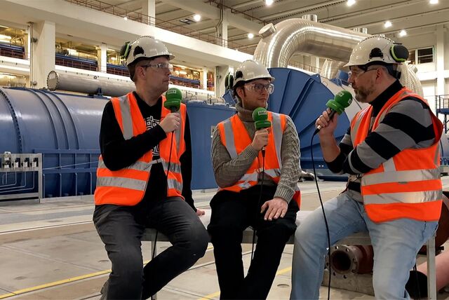 Stefan Korte, Benjamin Kübart, Sebastian Balint im Kraftwerk Datteln IV.