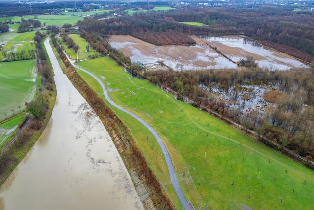 Überflutungen im Natur- und Wasser-Erlebnispark Emscherland und in der Brandheide in Recklinghausen im Januar 2024