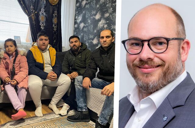 Montage, links Familie Mudev, rechts Arzt Stefan Haferkamp