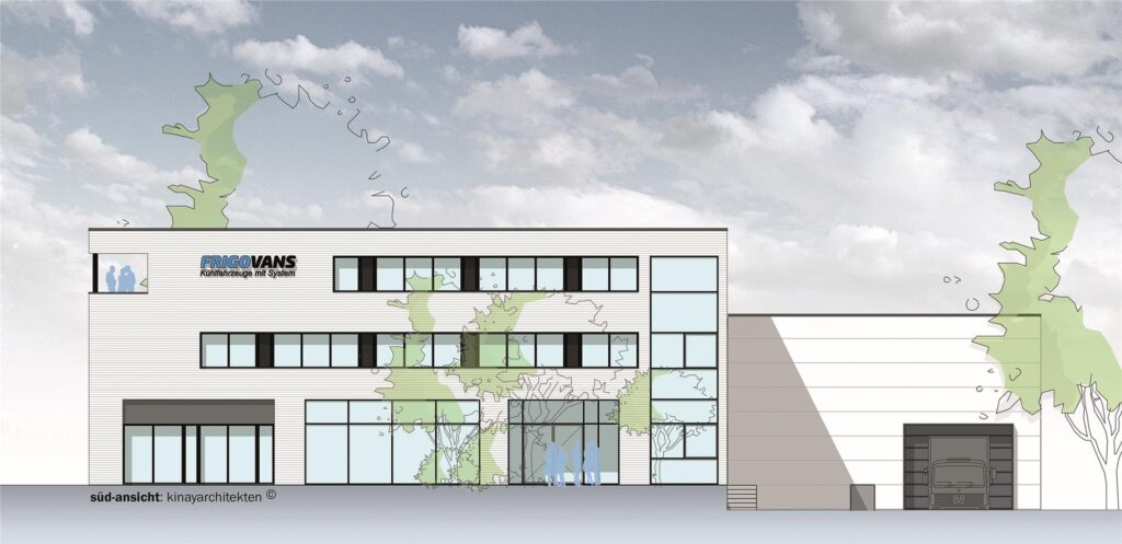 Entwurf von Bürogebäude und Halle der Firma Frigovans Entwurf von Bürogebäude und Halle der Firma Frigovans