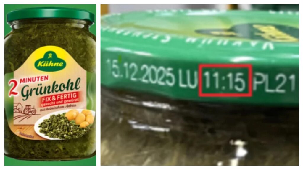 Collage: Links ein Glas Grünkohl 