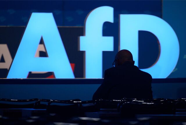 AfD-Logo bei einer Veranstaltung (Symbolbild).