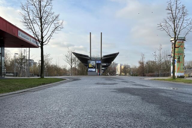 Der leere Busbahnhof in Marl-Mitte.